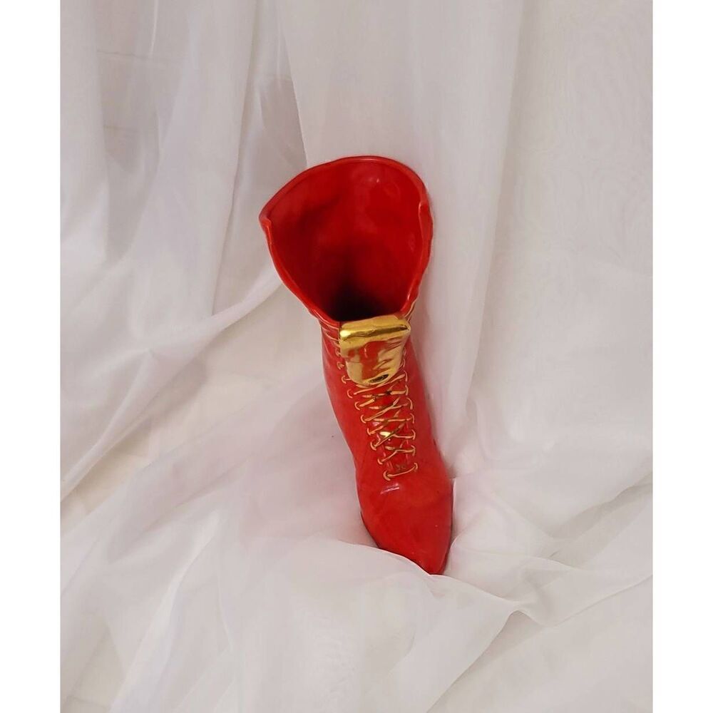 Red boot vase